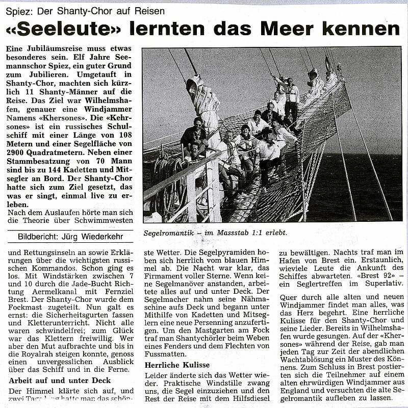 Shanty-Chor Spiez auf hoher See 1992