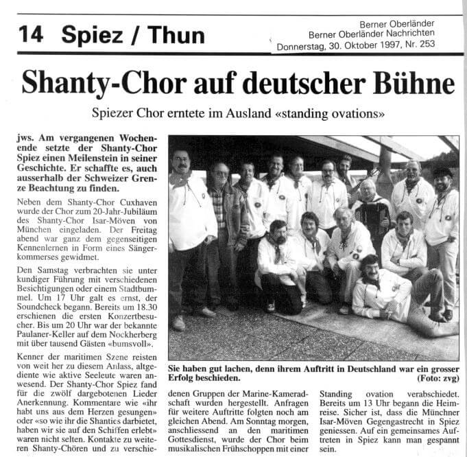 Shanty-Chor Spiez auf deutscher Bühne